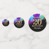 20e fête d'anniversaire Confetti noir et or (Derrière)