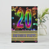 20e fête d'anniversaire Invitation avec bulles (Debout devant)