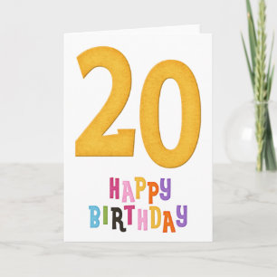 20e Happy Birthday Wenskaart Design 1 Kaart
