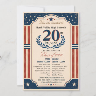 20e herdenking van eindexamenklas Amerikaanse rood Kaart