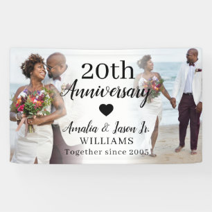 20e huwelijksjubileum aangepaste 2 foto-collage spandoek