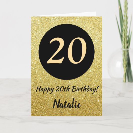 20e Joyeux Anniversaire Carte de Parties scintilla (Devant)