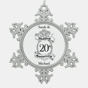 20e Jubileum bloemen Tin Sneeuwvlok Ornament