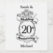 20e Jubileum bloemen Wijn Etiket (Enkel label)