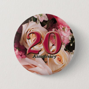 20e Jubileum Buttonnen Ronde Button 5,7 Cm