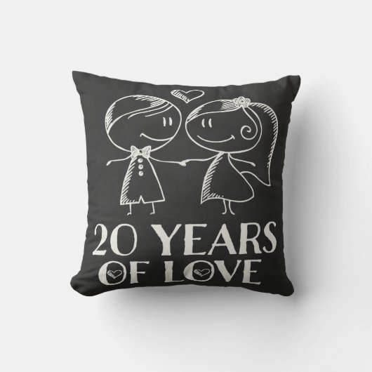 20e Jubileum Couples Chalk Drawn Pillow Gift Kussen (Voorkant)