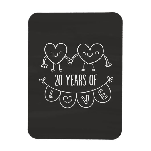 20e Jubileum Gift Chalk Hearts Magneet (Verticaal)