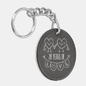 20e Jubileum Gift Chalk Hearts Sleutelhanger (Voorkant Links)