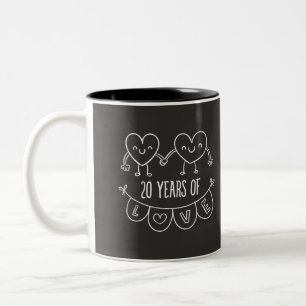 20e Jubileum Gift Chalk Hearts Tweekleurige Koffiemok