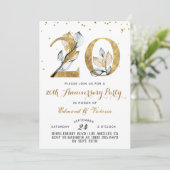 20e Jubileum Gold Floral Kaart (Staand voorkant)