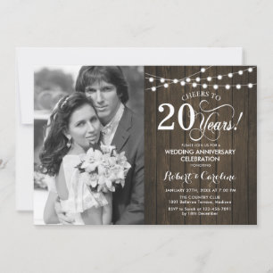 20e Jubileum met foto - Rustic Wood Kaart