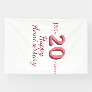20e jubileum roze naam datum monogram vet spandoek