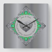 20e Jubileum van het Emerald Wedding Vierkante Klok (Voorkant)