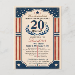 20e klas middelbare school reünie Americana Rood W Briefkaart