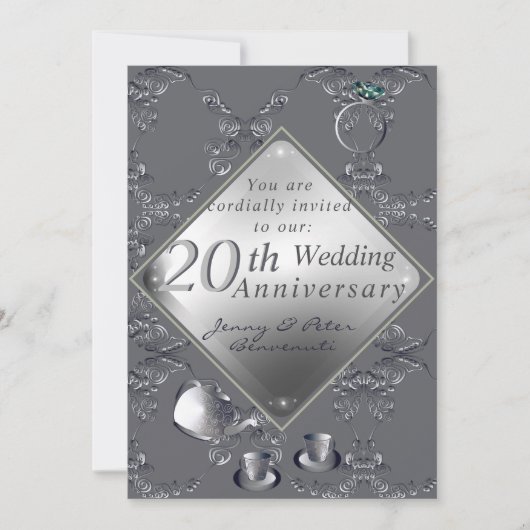 20e Platina Smaragd Huwelijksjubileum Kaart (Voorkant)