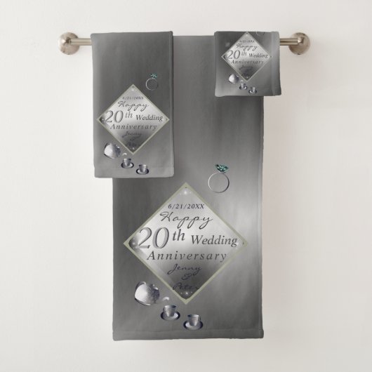 20e série de serviettes de bain en platine Emerald (En situation)