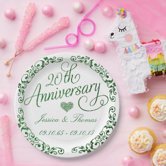 20e Smaragden Bruiloft Feestservies Papieren Borde Papieren Bordje (Feest)