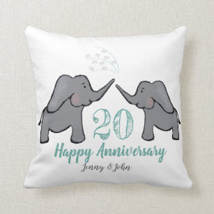 20e trouwdag groene olifantenkussen kussen