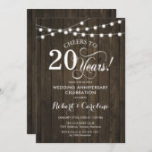 20e trouwdag - Rustiek hout Kaart (Voorkant / Achterkant)