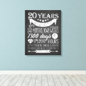 20e trouwdag, schoolbord, 20 jaar canvas afdruk (Insitu (Houten vloer))