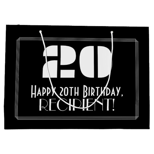 20e verjaardag ~ Art Deco geïnspireerd look "20" + Groot Cadeauzakje (Achterkant)