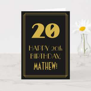 20e verjaardag - Art Deco geïnspireerde look "20"  Kaart