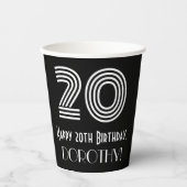 20e verjaardag — Art Deco Geïnspireerde look "20" Papieren Bekers (Voorkant)