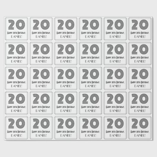 20e verjaardag: Art Deco geïnspireerde stijl "20" Cadeaupapier (Vlak)