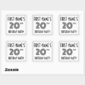 20e verjaardag: Art Deco Style + aangepaste naam Vierkante Sticker (Vel)