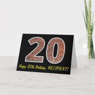 20e verjaardag - bakstenen muurpatroon "20" w / na kaart