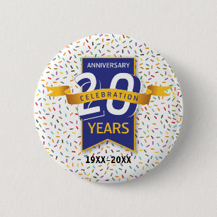 20e VERJAARDAG Design Ronde Button 5,7 Cm