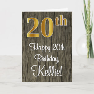 20e verjaardag: Elegante nepgoud look #, Nep hout Kaart