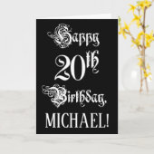 20e verjaardag: Fancy, elegant script + aangepaste Kaart (Gele Bloem)