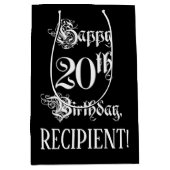 20e verjaardag: Fancy, elegant script + aangepaste Medium Cadeauzakje (Voorkant)