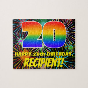 20e verjaardag: Fun, Colorful Celebratory Firework Legpuzzel