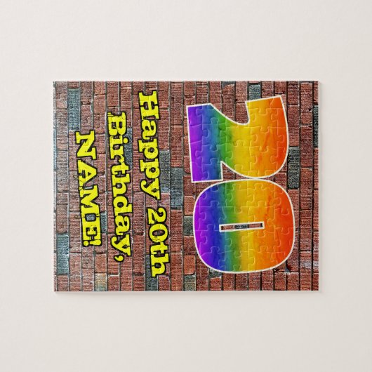 20e verjaardag: Fun Graffiti-geïnspireerde regenbo Legpuzzel (Horizontaal)