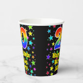 20e verjaardag: Fun Stars Pattern en Rainbow 20 Papieren Bekers (Links)