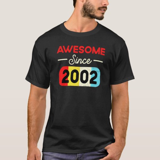 20e verjaardag Geweldige sinds 2002 T-shirt  tekst (Voorkant)