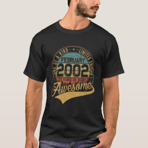 20e verjaardag gift retro februari 2002 20 jaar ou t-shirt