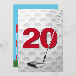 20e verjaardag golf themafeest kaart