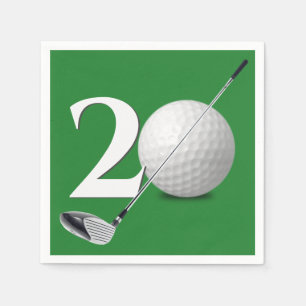 20e verjaardag golfbal en club servet