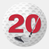 20e verjaardag golfbal ontwerp ronde sticker (Voorkant)