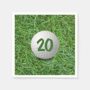20e verjaardag golfbal op gras servetten