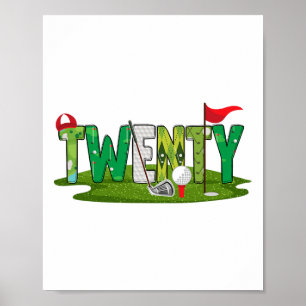 20e verjaardag golfthema 20 jaar oude Kinder sport Poster