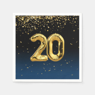 20e verjaardag goudballonnen en Confetti Napkins Servet