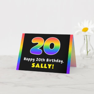 20e verjaardag: kleurrijke regenboog # 20, aangepa kaart