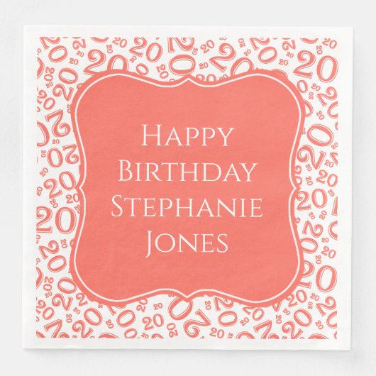 20e verjaardag koraal Random Number Pattern Servet (Voorkant)