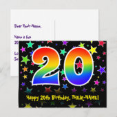 20e verjaardag: Leuke sterrenprint, Regenboog 20, Briefkaart (Voorkant / Achterkant)