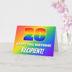 20e verjaardag: Meerkleurig regenboogpatroon # 20 Kaart