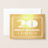 20e verjaardag: naam + Art Deco geïnspireerd look Folie Kaarten (Voorkant met envelop)